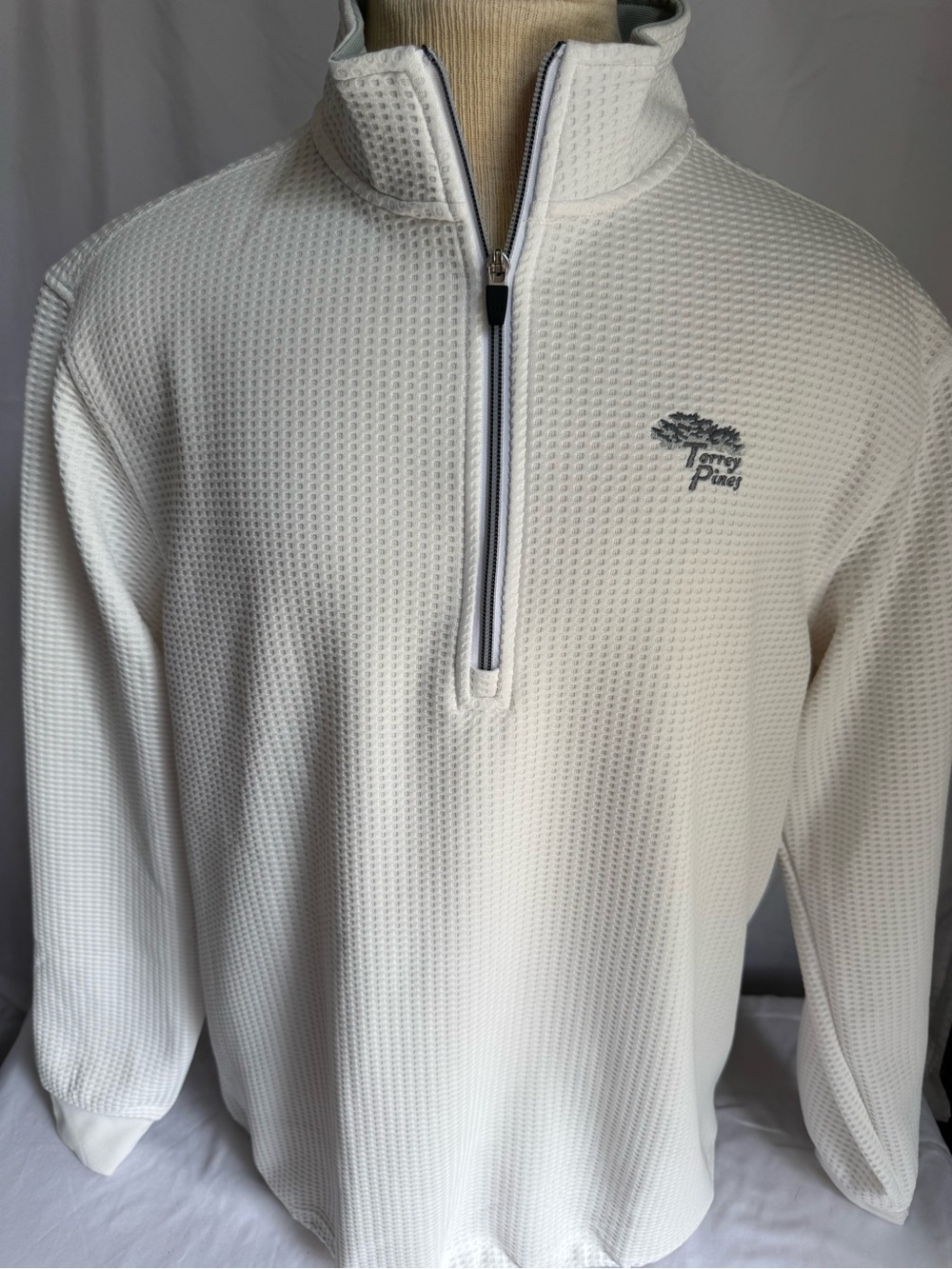 Straight Down Torrey Pines Golf Waffle Knit 1/4 Zip Pullover Men's XL EUC